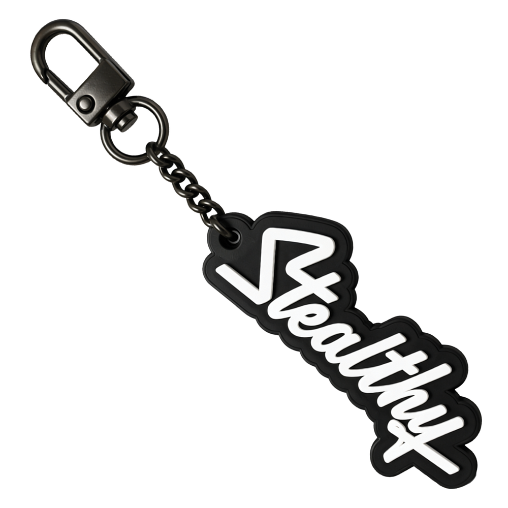 Stealthy Script Logo Rubber Keychain