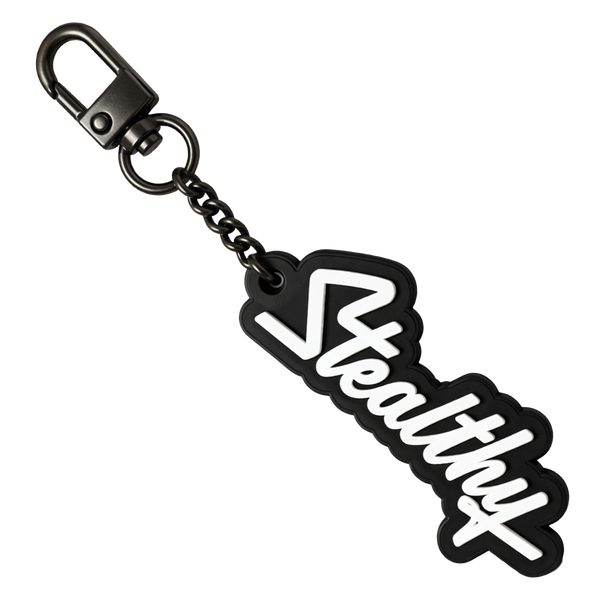 Stealthy Script Logo Rubber Keychain