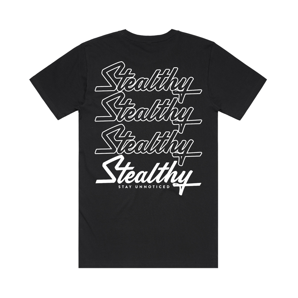 Stealthy Stacked Black Tee