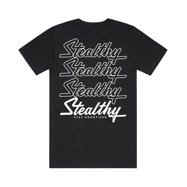 Stealthy Stacked Black Tee