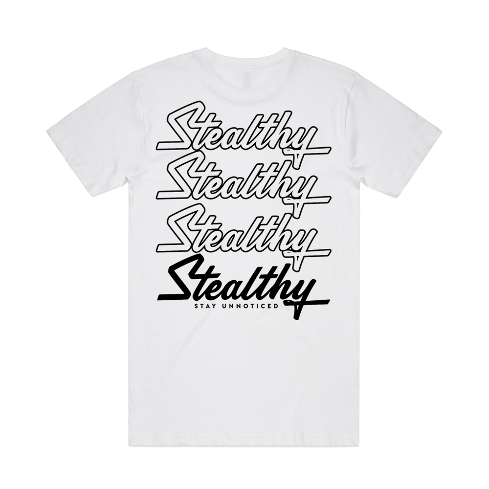 Stealthy Stacked White Tee