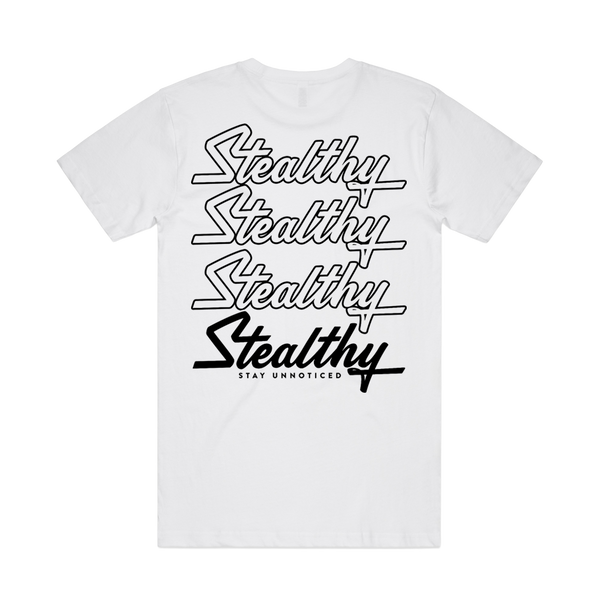 Stealthy Stacked White Tee